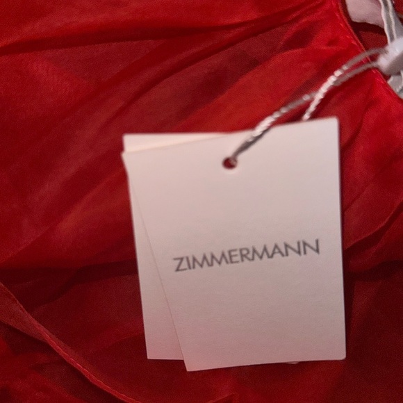 ZIMMERMAN Natura Tranquility Gather Mini Silk Dress Tomato Red size 0 - Picture 4 of 4